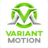 Logo with a green and silver "V" above the text "Variant Motion" in green and gray.